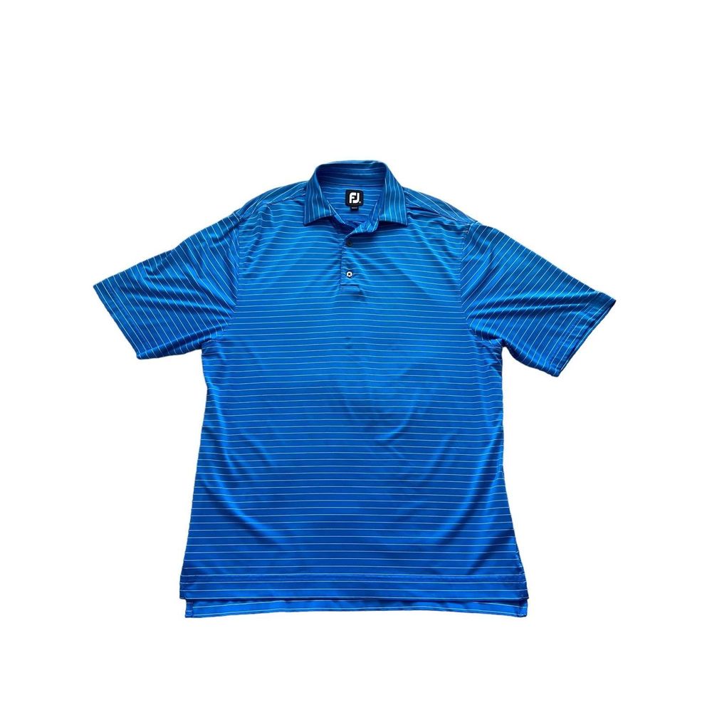 FootJoy Shirt Men's Blue Stripe Short Sleeve Polo Golf Shirt Size M